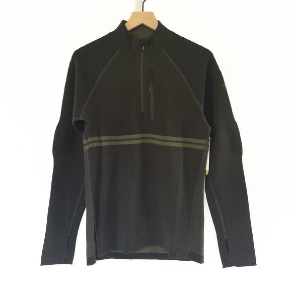Smartwool Intraknit Teck 1/4 Zip North Woods Green Merino Wool Mens Small - Picture 1 of 5